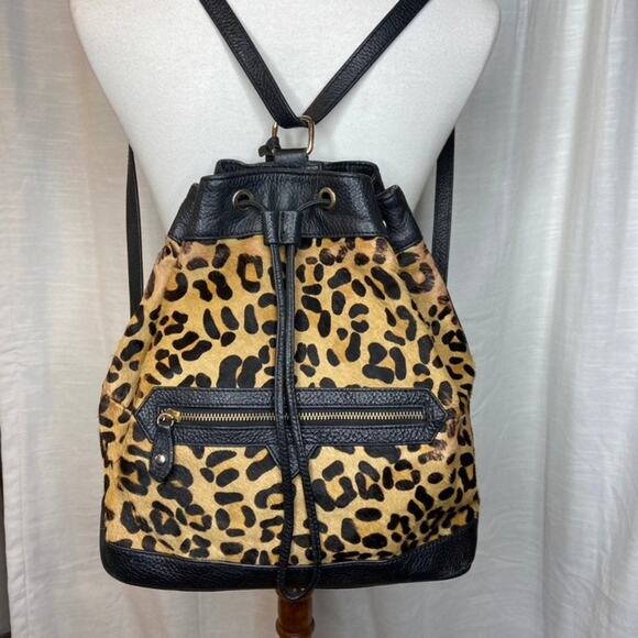 Y2K Aqua Madonna Hair on Cowhide Leather Backpack - Picture 1 of 11